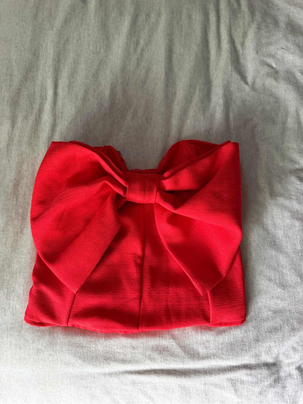 glam Red Strapless Bow Crop Top